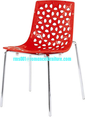 armless chair of plastic with chromed legs PC118