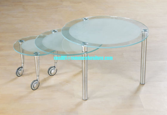 chromed-plated/tempered glass tea table  A007