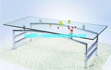 chromed-plated/tempered glass tea table  A041