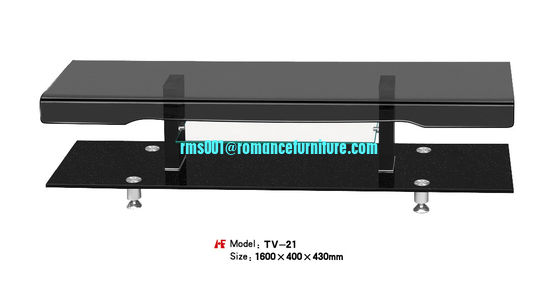 Vidrio de flexión en caliente y patas de acero inoxidable TV stand TV-21