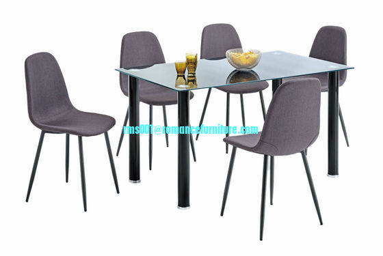 Mesa de comedor con patas de vidrio/metal de 10 mm con recubrimiento en polvo T803