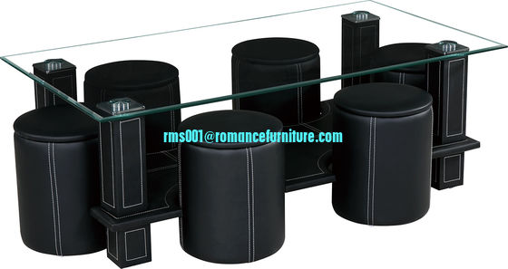 hot sale tempered glass,   MDF attached PVC base coffee table A007