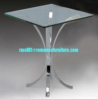 Mesa de té cromada/vidrio templado A012