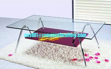 chromed-plated/tempered glass tea table  A042