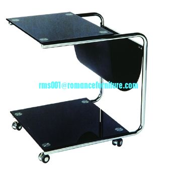 Mesa de té cromada/vidrio templado A046