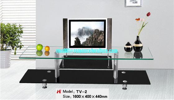 Vidrio de flexión en caliente y patas de acero inoxidable TV stand TV-21
