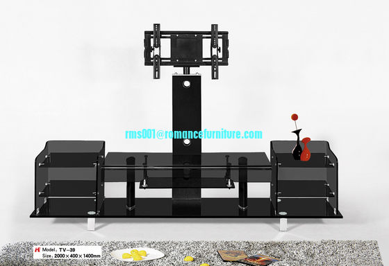 Vidrio de doblado en caliente y patas de acero inoxidable TV stand TV-39