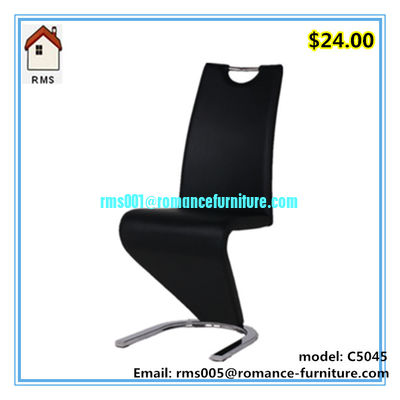 silla de comedor con respaldo alto de diseño moderno popular y elegante silla de comedor de cuero con forma de Z C5045