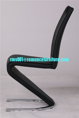 silla de comedor con respaldo alto de diseño moderno popular y elegante silla de comedor de cuero con forma de Z C5045