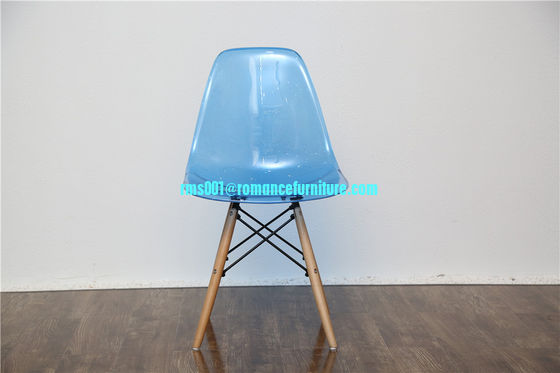Silla de plástico transparente para PC popular con patas de madera PC611