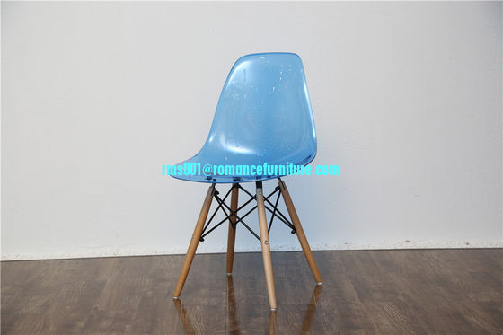 Silla de plástico transparente para PC popular con patas de madera PC611
