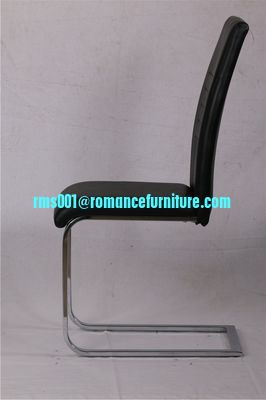 Silla de comedor blanca con respaldo alto, patas cromadas, C1603