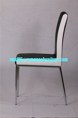 Silla de comedor C1623 con 4 patas cromadas y tapizado en cuero suave