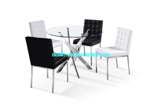 Mesa de comedor con tapa de vidrio de 10 mm en oferta, patas cromadas T754