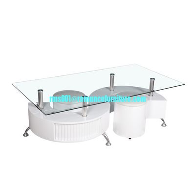 Venta caliente vidrio templado, mesa de té con base de MDF alto brillo A055-2