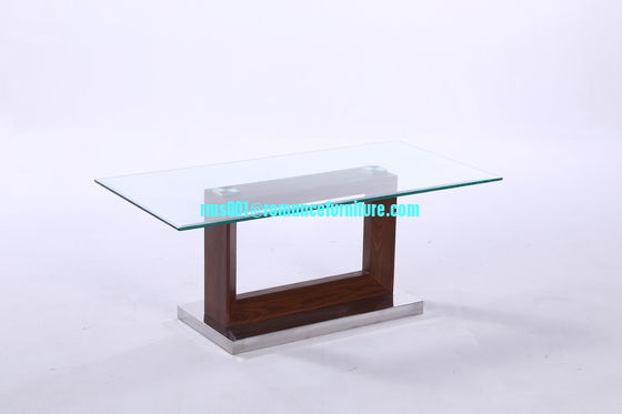 Mesa de café de vidrio grande y de madera con piernas de mesa de café central 658