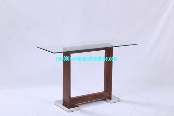 Mesa de café de vidrio grande y de madera con piernas de mesa de café central 658