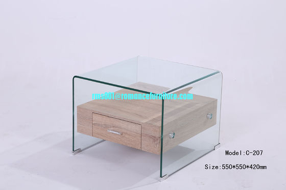 Gran mesa de café de vidrio de doblado en caliente de piernas de madera mesa de café centro de mesa C207